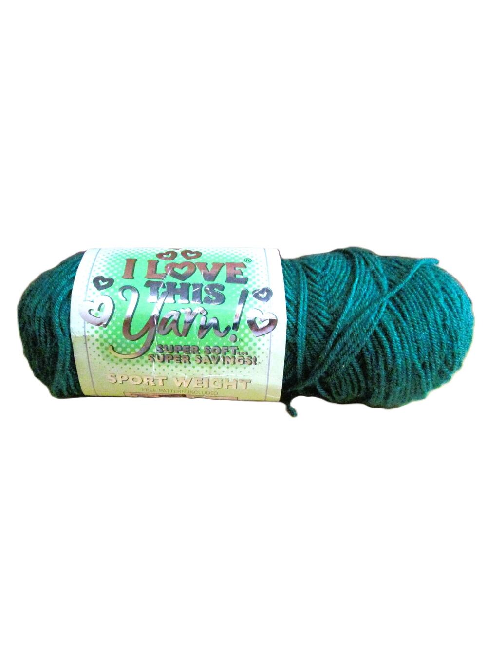 I Love This Yarn Green Acrylic Sport Weight 230 Yards Soft Crochet Knit Skein